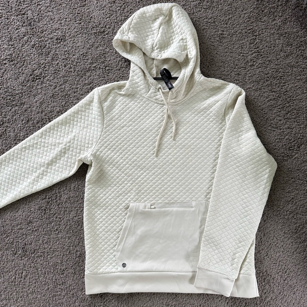 Apana Men’s Quilted Cream Athletic Hoodie